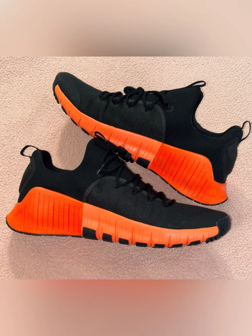 Nike Men’s Black and Bright Orange Training Sneakers